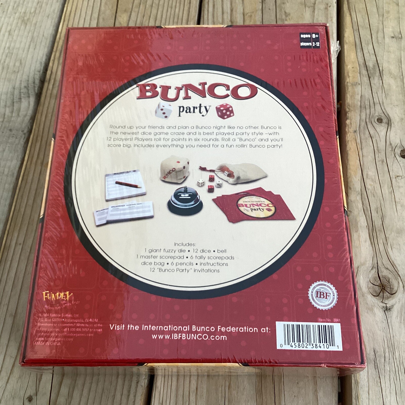 Fundex Bunco Party Dice Board Game Bell Invitations 2 to 12 Players New