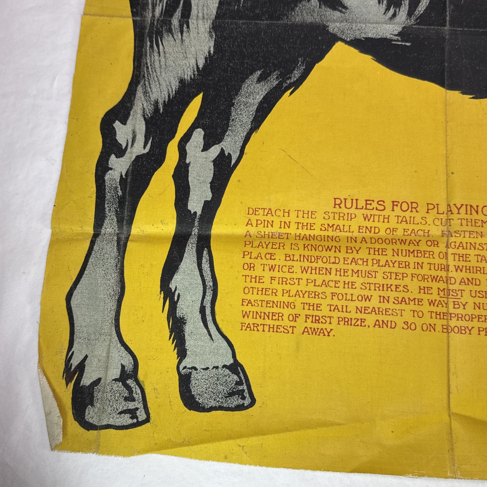 Antique Pin The Tail On The Donkey Party Muslin Game Saalfield Publishing Co.