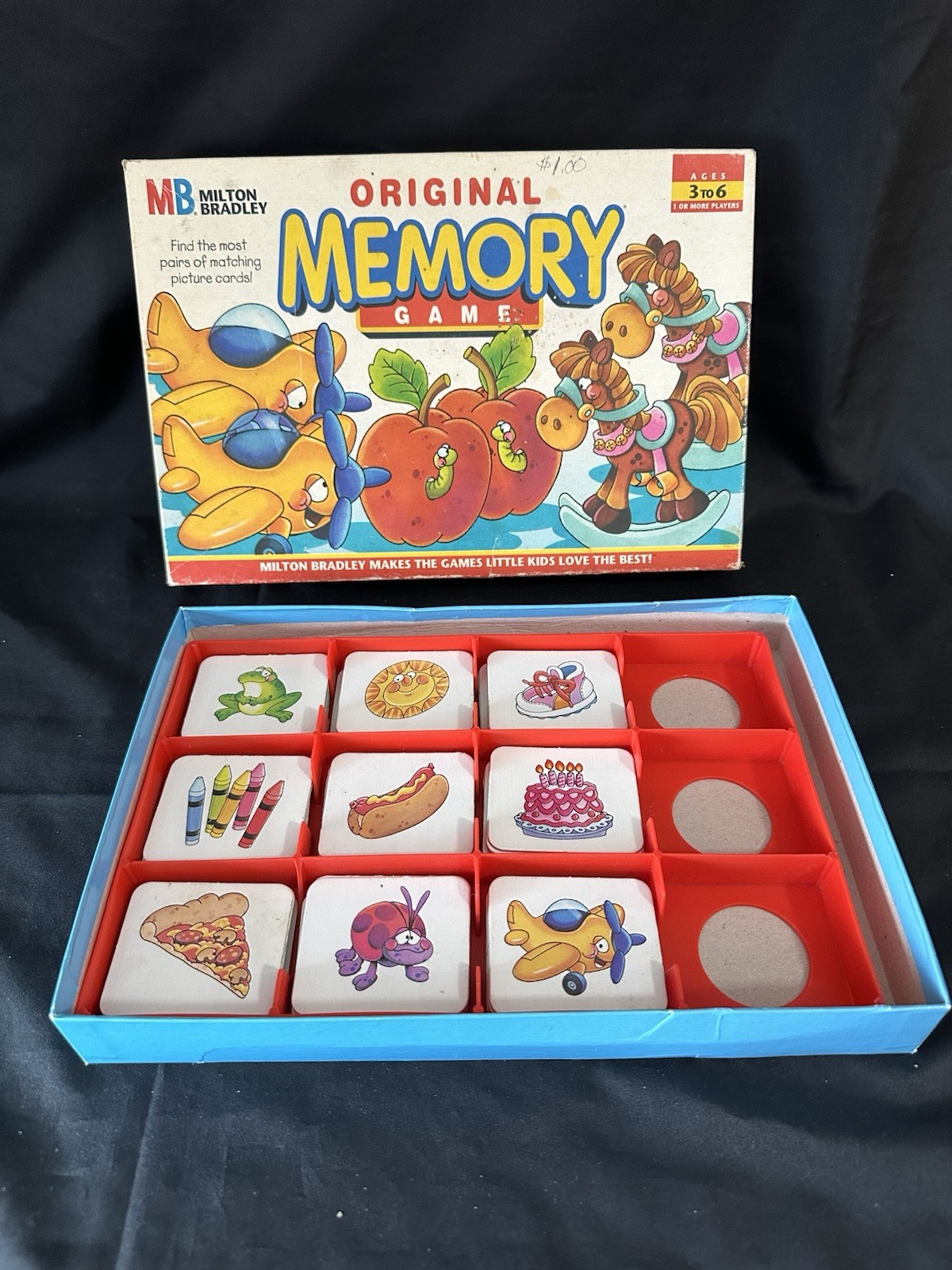 Vintage Original Memory Game 1996 Matching Game Milton Bradley COMPLETE
