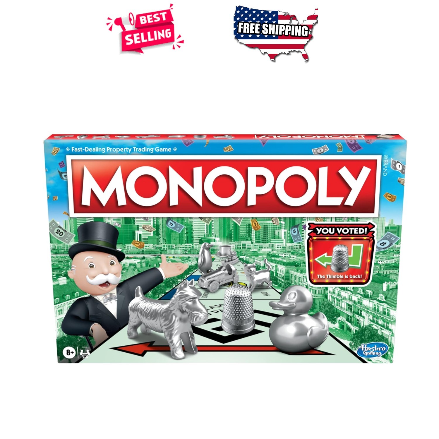 Property Trading Board Game 2-6 Players Ages 8+ 8 Tokens Houses Hotels Included