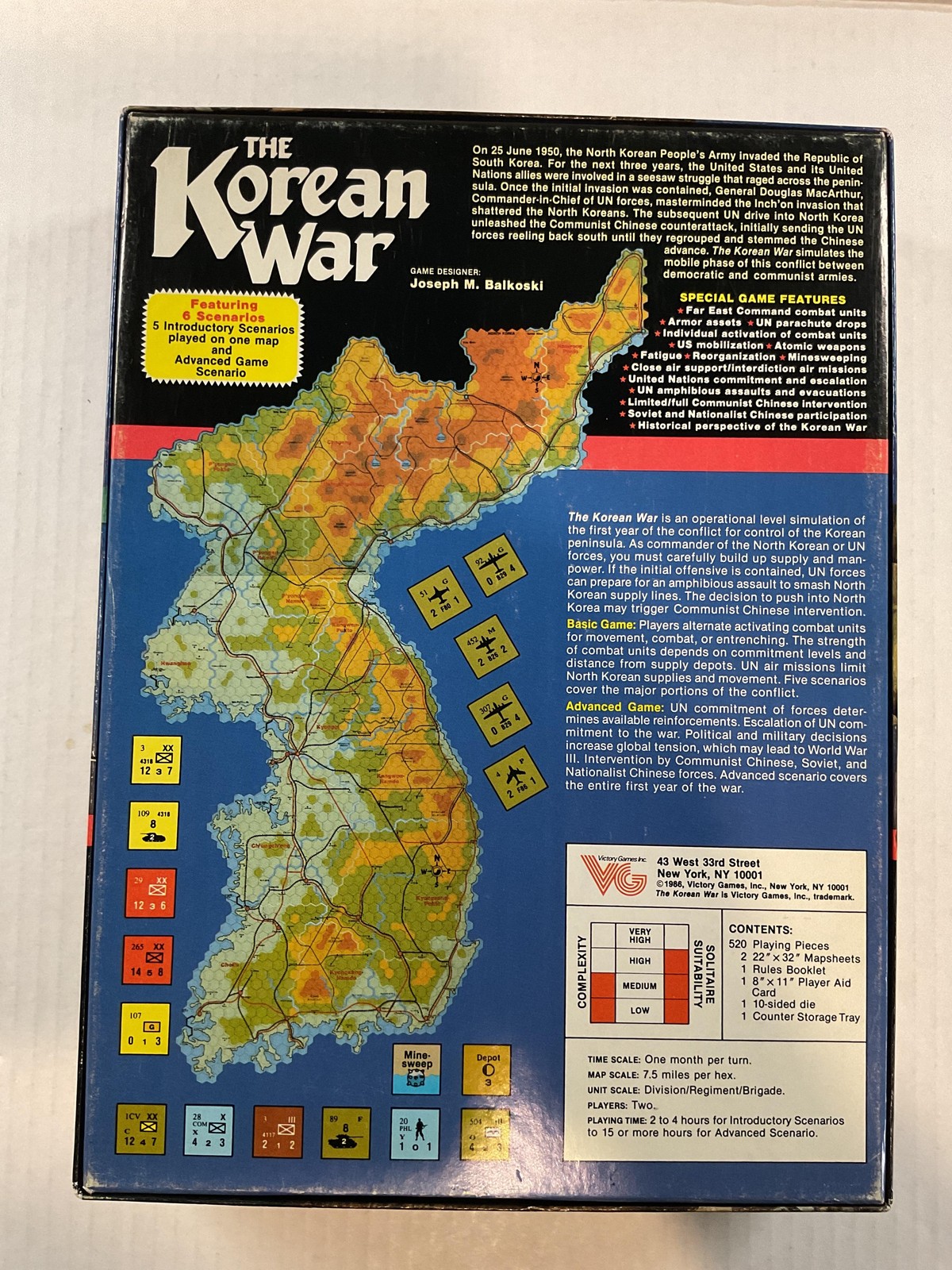 Vintage The Korean War Board Game 1986 Victory Games Inc. Unpunched