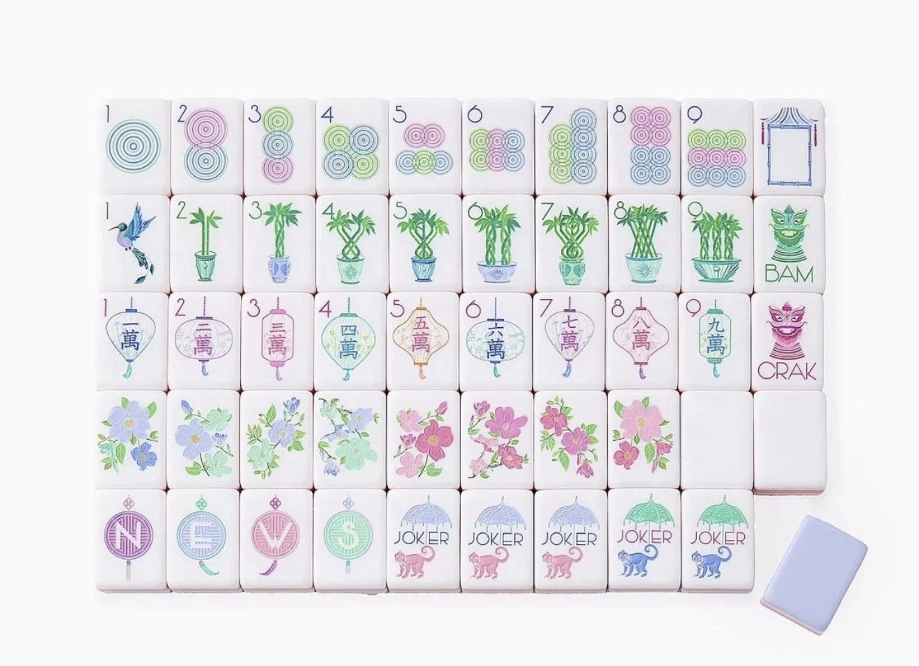 American Mahjong Game Set, 160 engraved LIght Purple Layered Mah Jong Tiles