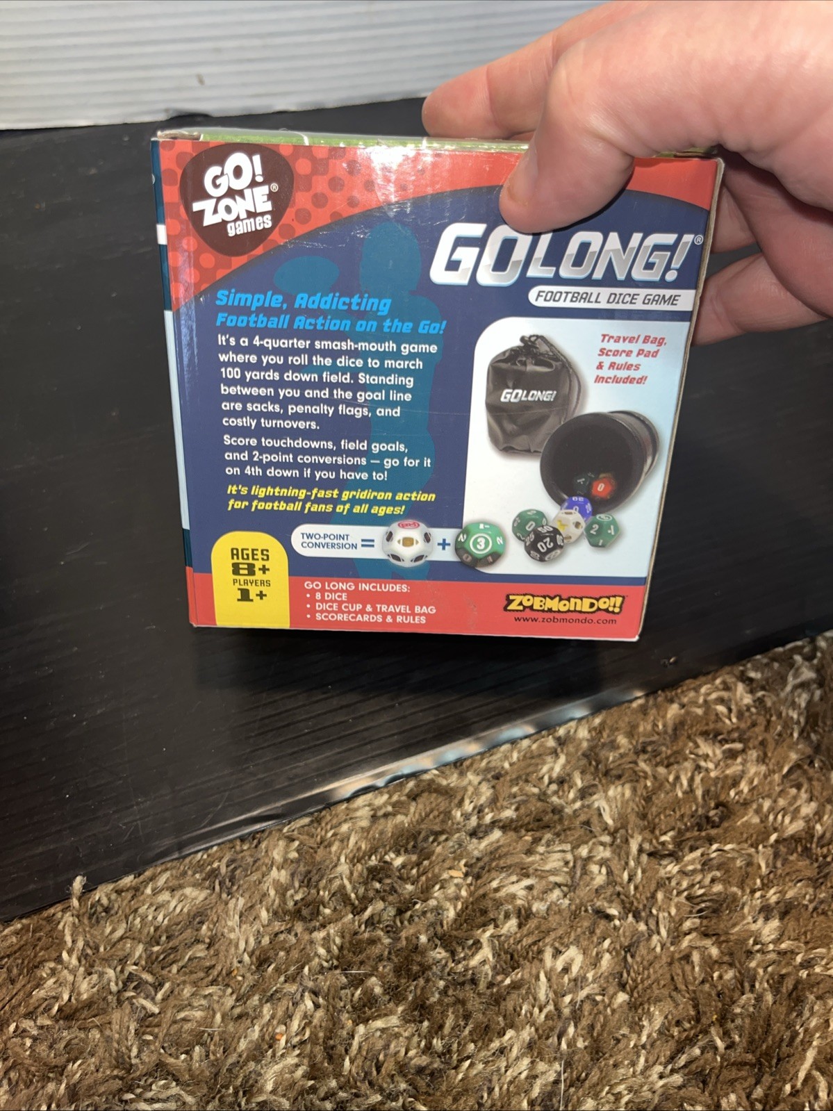Go Long Football Dice Game Go! Zone Games Travel Ages 8+ CIP