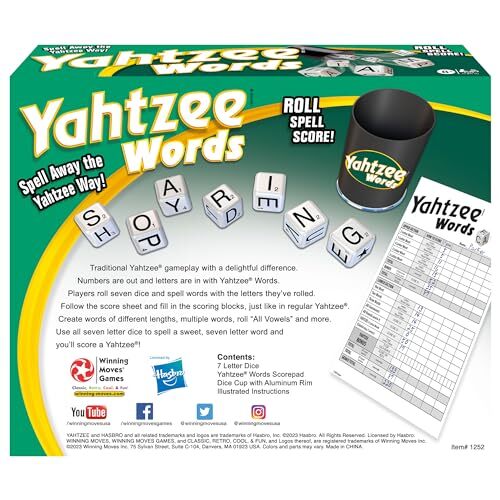 Yahtzee Words Game 1980s Classic Word Building 7 Letter Dice Fun for Ages 8+