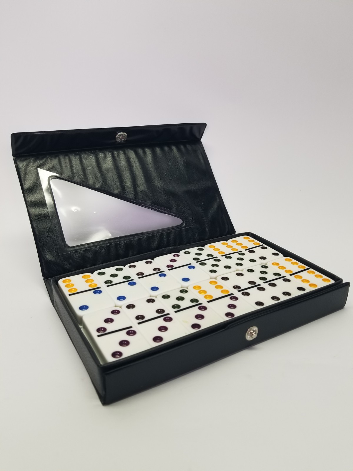 PuremcoDominies Double 6 Tournament Size In A Black Faux Leather Case