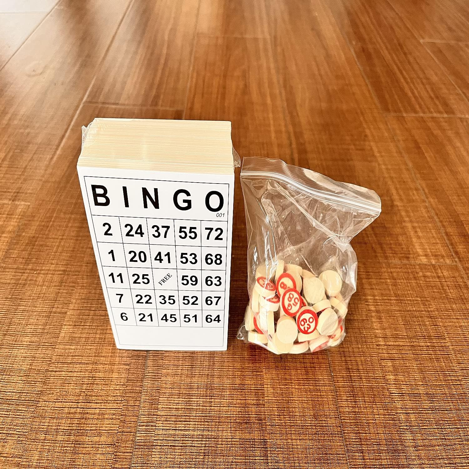 Vintage Wooden Bingo Game Set-120 Bingo Number Cards and 75 Chess