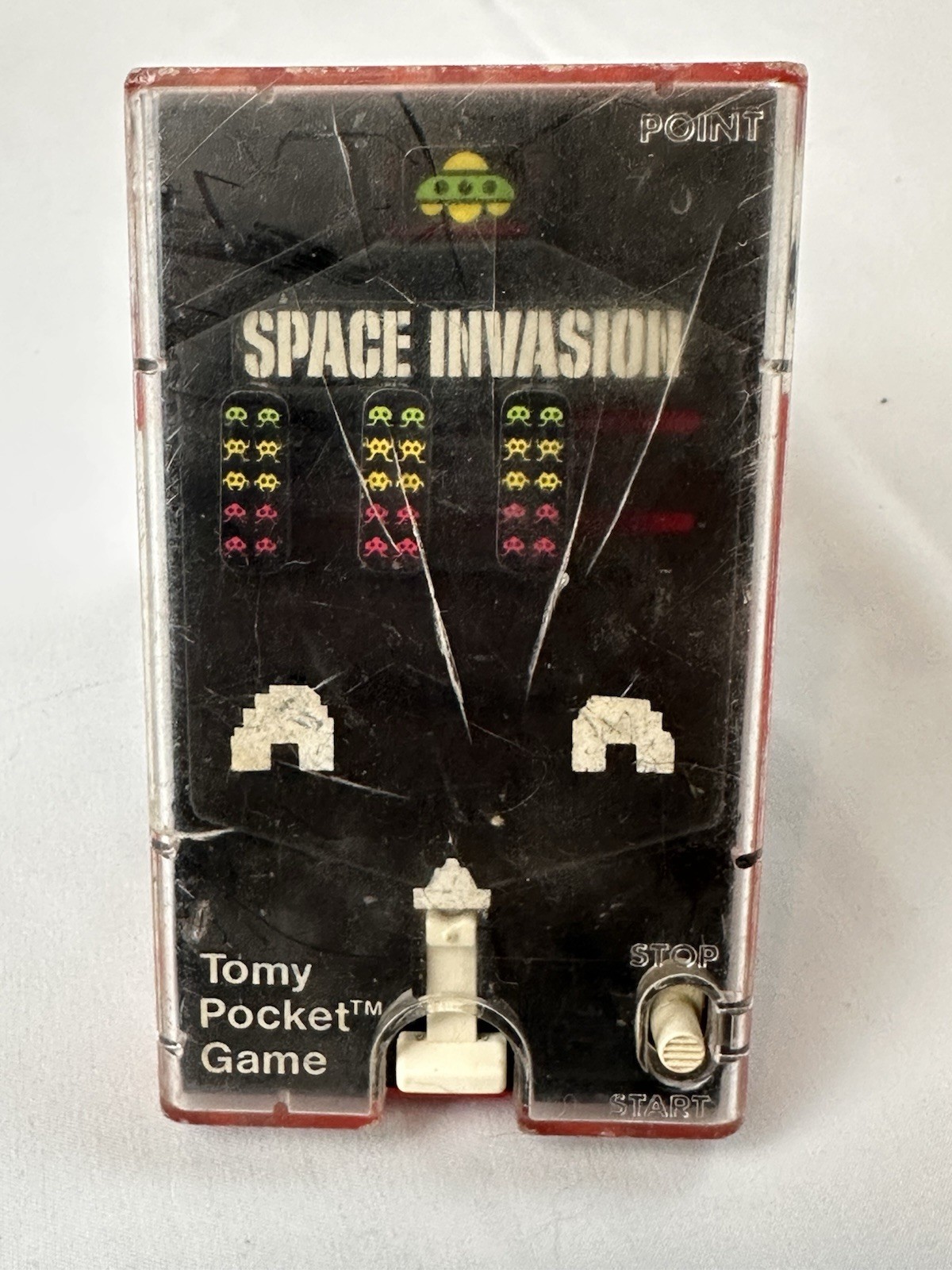 2 Vintage Ball Shooter Toy Game Tomy Pocket Space Invasion & Soccer Skill Shot