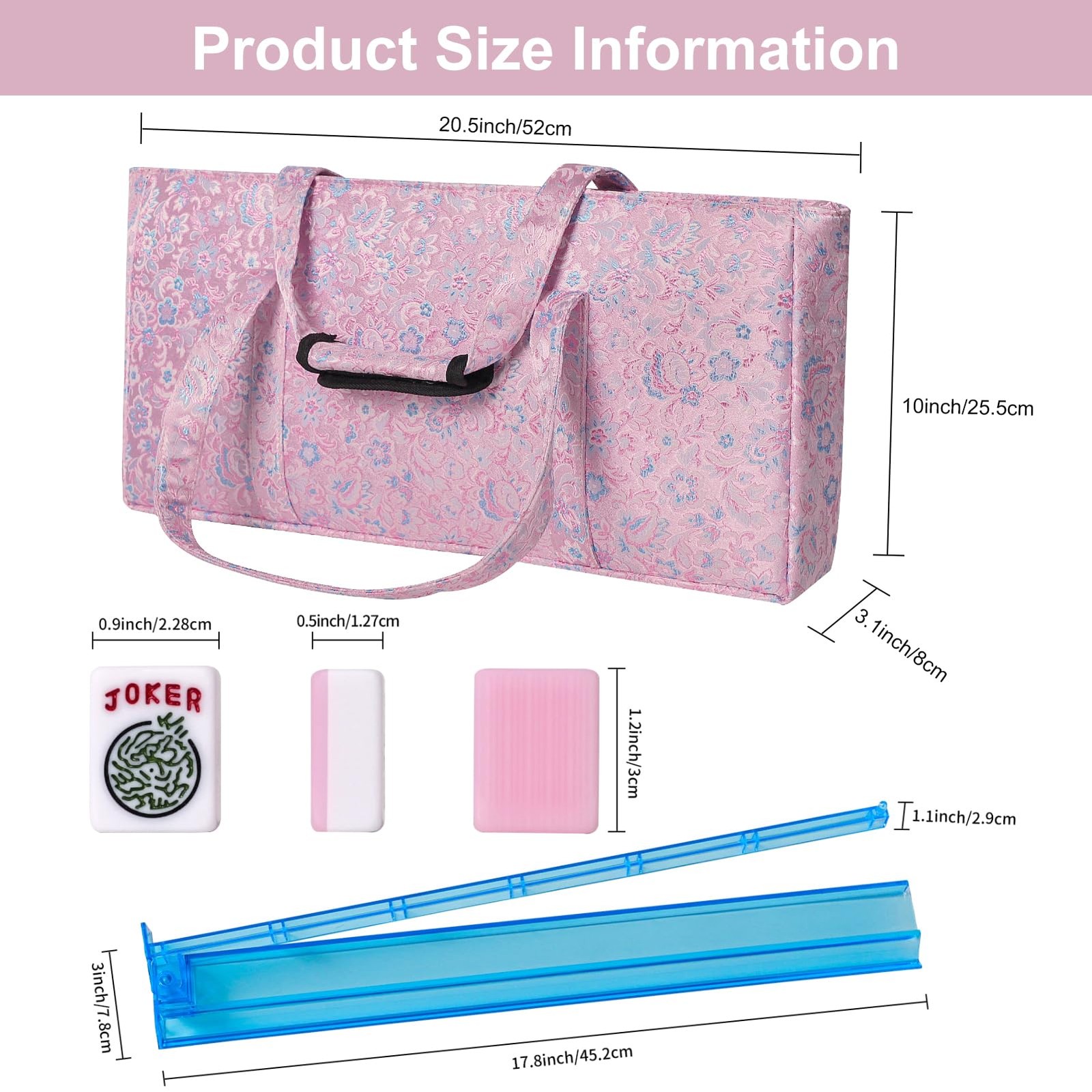 American Mahjong Game Set, 166 Pink Tiles, Pink Bag and Entire Accessories, 4…
