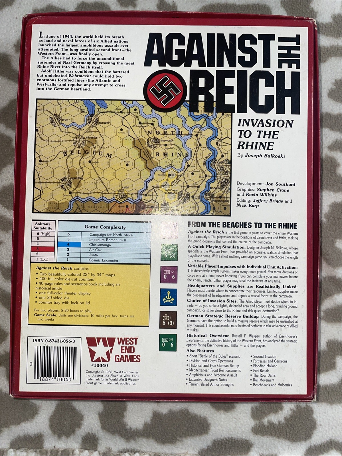 West End Games. 1986. Against The Reich. Invasion To The Rhine. VGC.