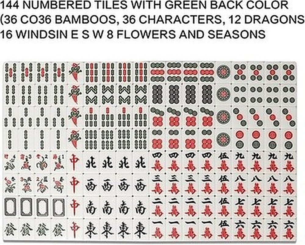 Mahjong Tiles Set 144 Pieces 1.5 Inch Large Melamine #R014