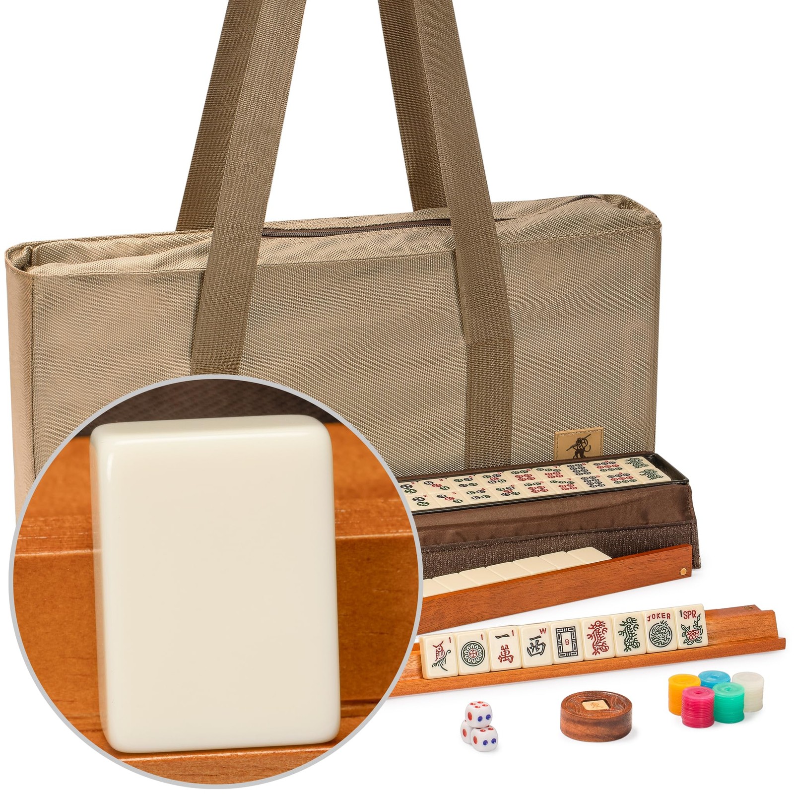 Yellow Mountain Imports American Mahjong Set, 21.7 x 10.6 x 3 inches, Mojave