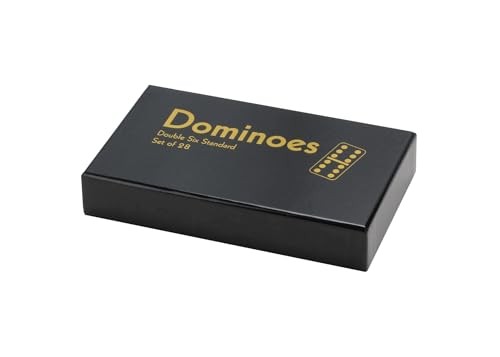Double Six Professional Dominoes – White with Black Dots, Case Color May Vary