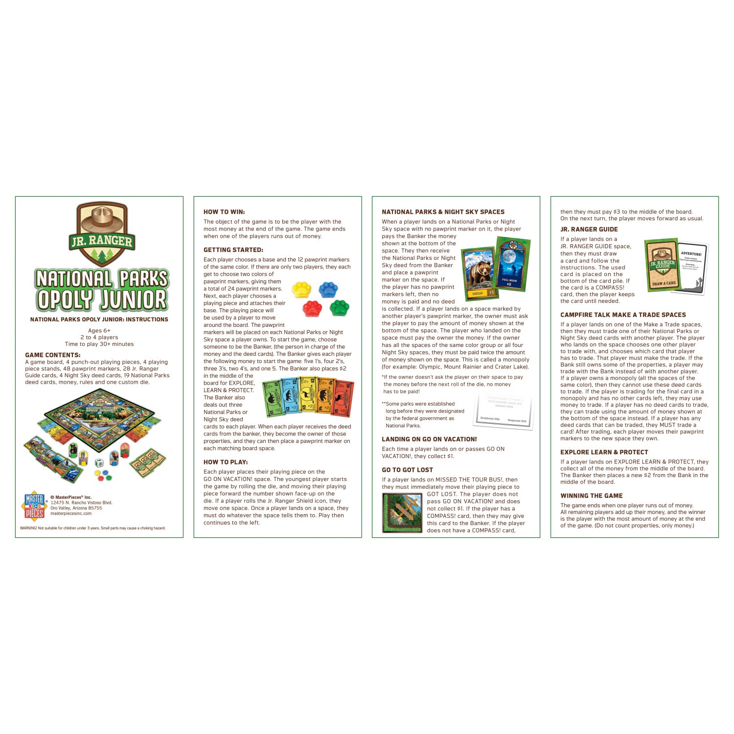 MasterPieces – Jr. Ranger Opoly Junior – National Parks Board Game for Kids