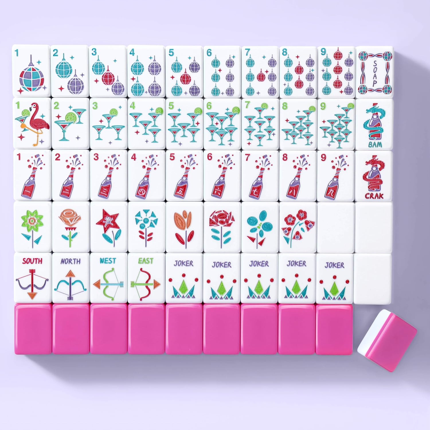 160 Engraved American Mahjong Tiles Set with Carrying Bag and Accessories, 1.2’’