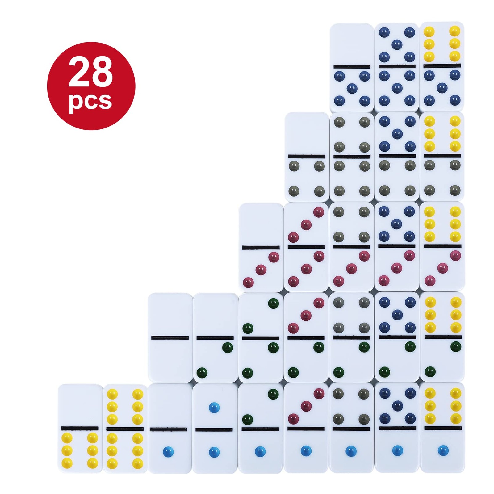 Double Six Dominoes Set for Adults, Classic Domino Game with Tin Box – 28 Tiles