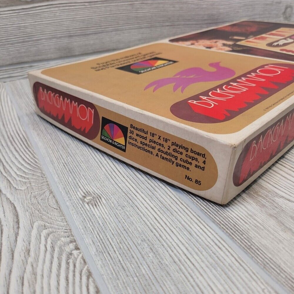 Backgammon Game Wood Pieces Game Night 1975 Selchow and Richter Vintage