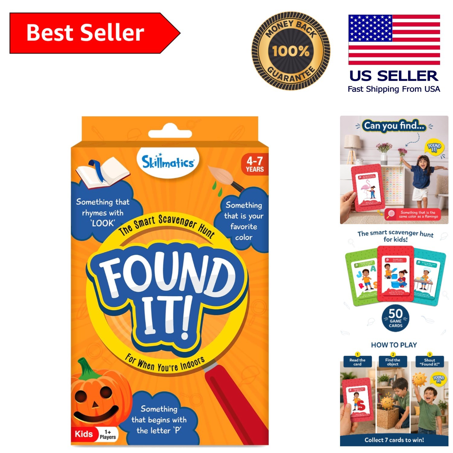 Found It! Educational Scavenger Hunt Card Game for Ages 4-7 – 50 Cards