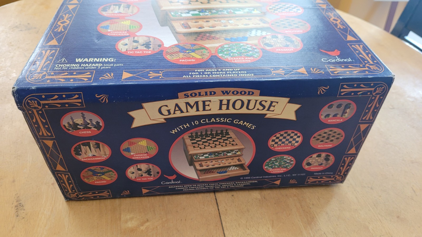 Vintage Multiple Classic Ten Games Solid Wood Boards “Game House”