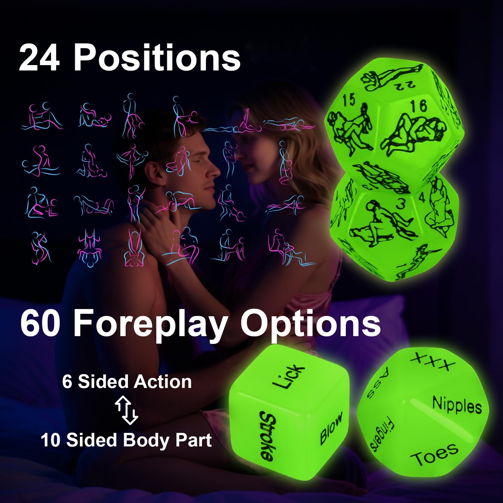 Date Night Sex Dice Couple Sex Games 6 PCS, Couples Decision Dice for Romanti…