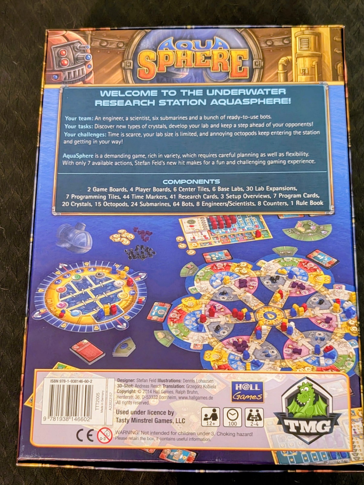 TMG AquaSphere Board Game Complete Open Box Unplayed + Foam Insert – Stefan Feld
