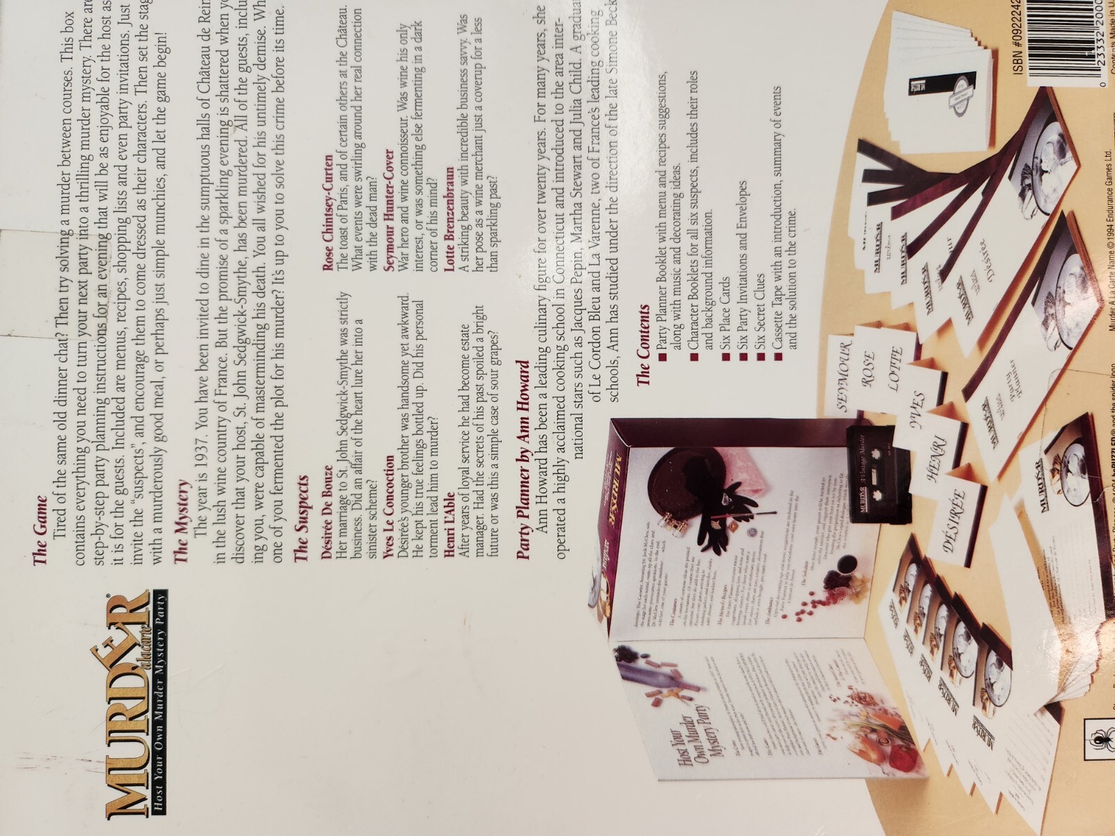 Murder Ala Carte A Vintage Murder Game Mystery Dinner Party Game Puzzle
