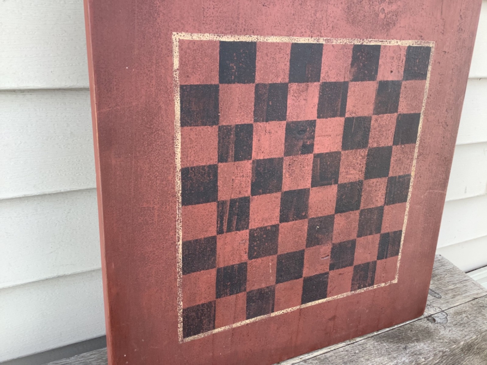 Vintage Primitive Style FolkArt Red Checker Board Wall Mount 16 3/4 x 23 1/4