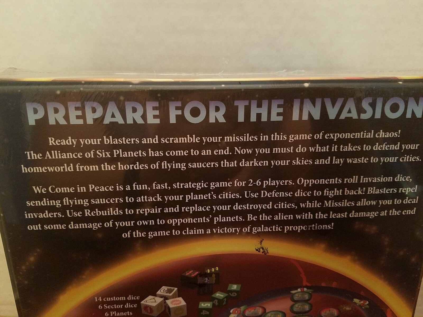 NEW WE COME IN PEACE INVASION OF THE ALIENS STRATEGIC GAME FOR 2-6 PLAYERS