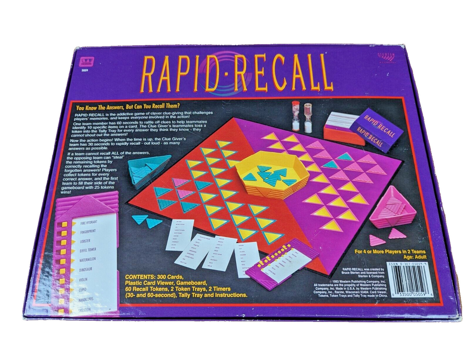 Vintage Rapid Recall Board Game 1993 Fast Fun Memory Friends Family Complete EUC