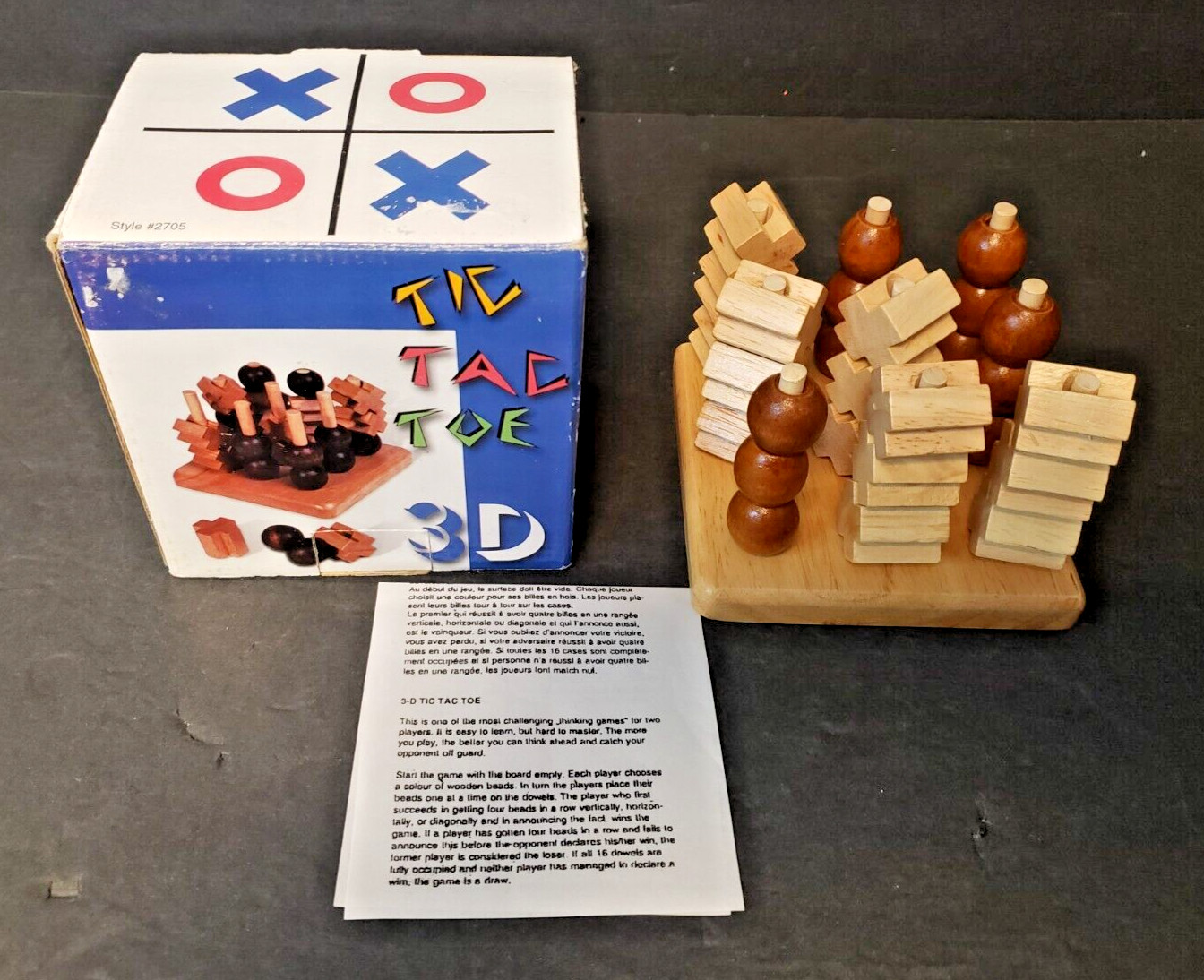 Tic Tac Toe 3D Sterling Games Set #2705 Wood Pieces Complete Set