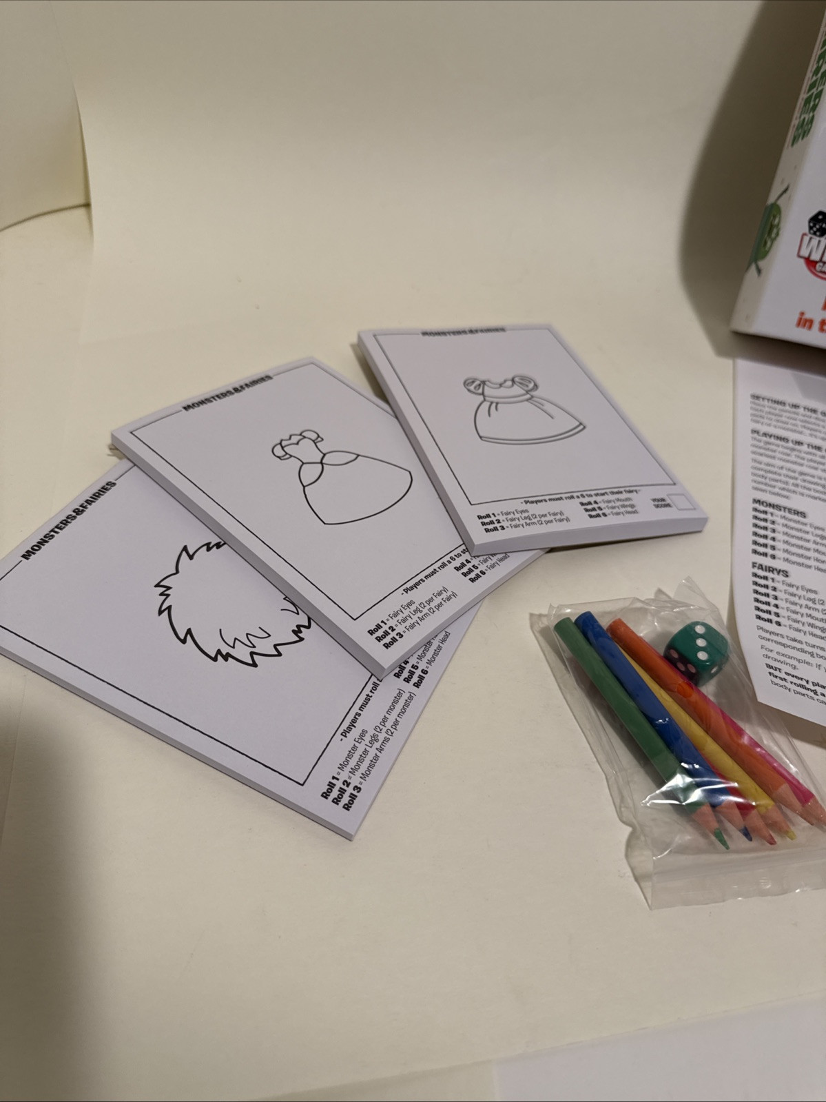 Monsters & Fairies Draw Your Own COMPLETE 100%; Roll & Write Game