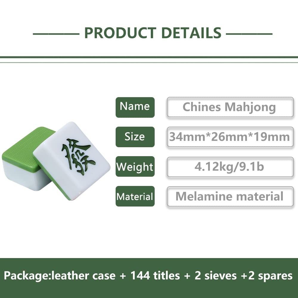 Chinese Mahjong Game Set – 146 Medium Size Tiles 1.3inch with Instructions – Pro