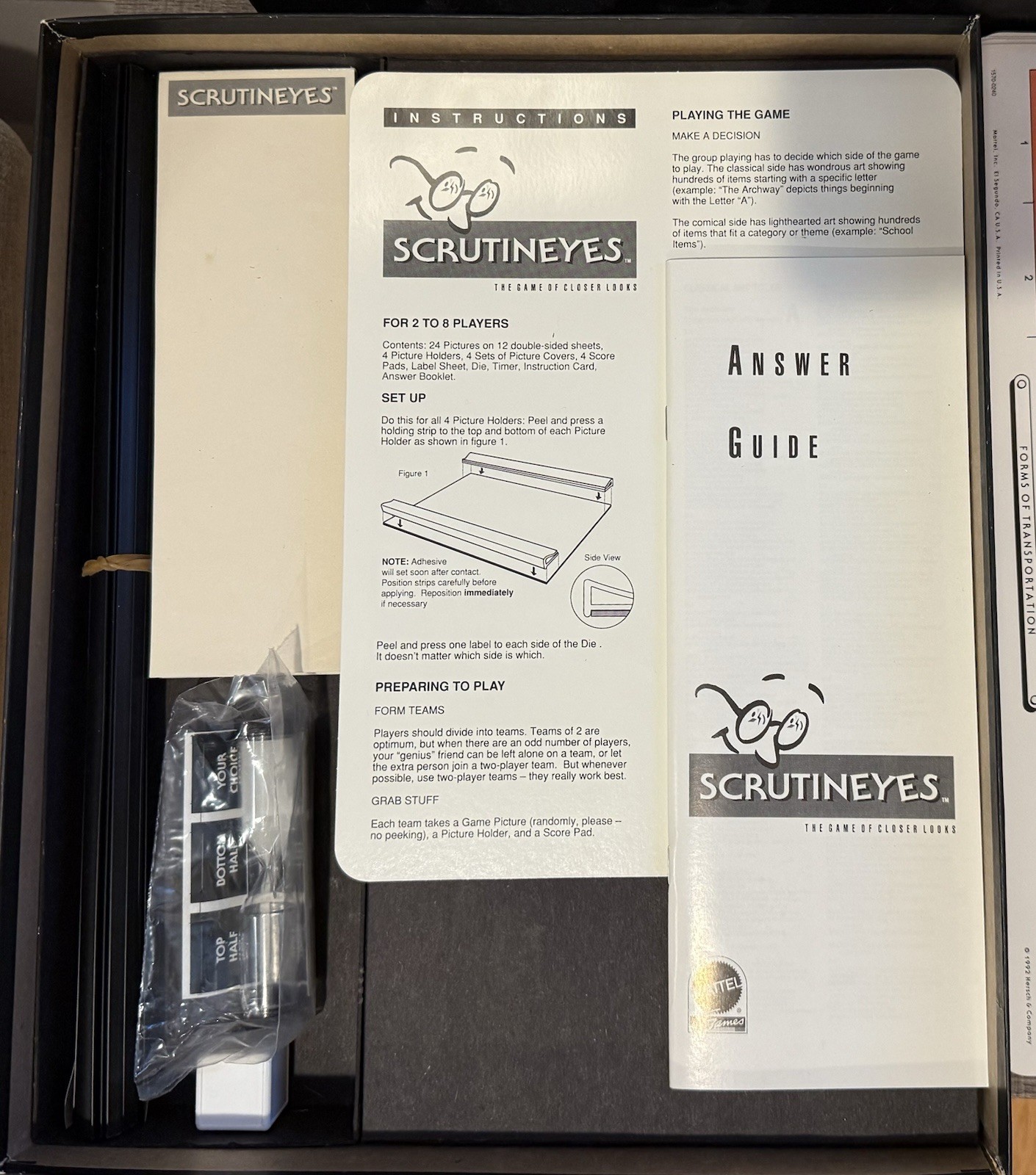 Scrutineyes The Board Game of Closer Looks Vintage 1992 UNUSED Pieces Complete