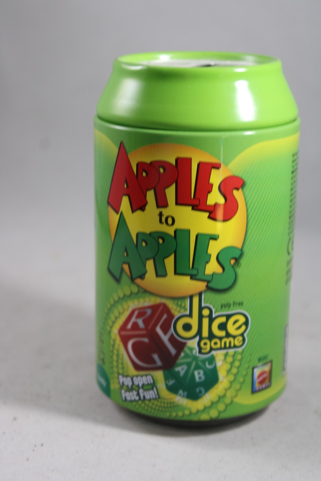 Mattel Apples to Apples Dice Game in a Can – 3-6 Players Ages 7+ Complete