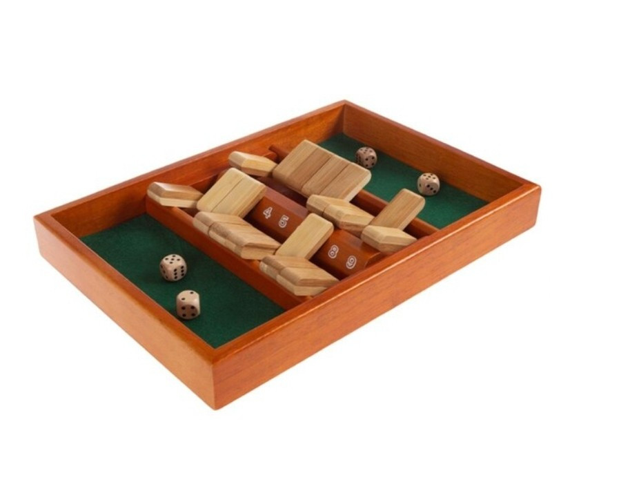 Shut The Box Game-Classic 9 Number Wooden Set with Dice Included-Old Fashioned