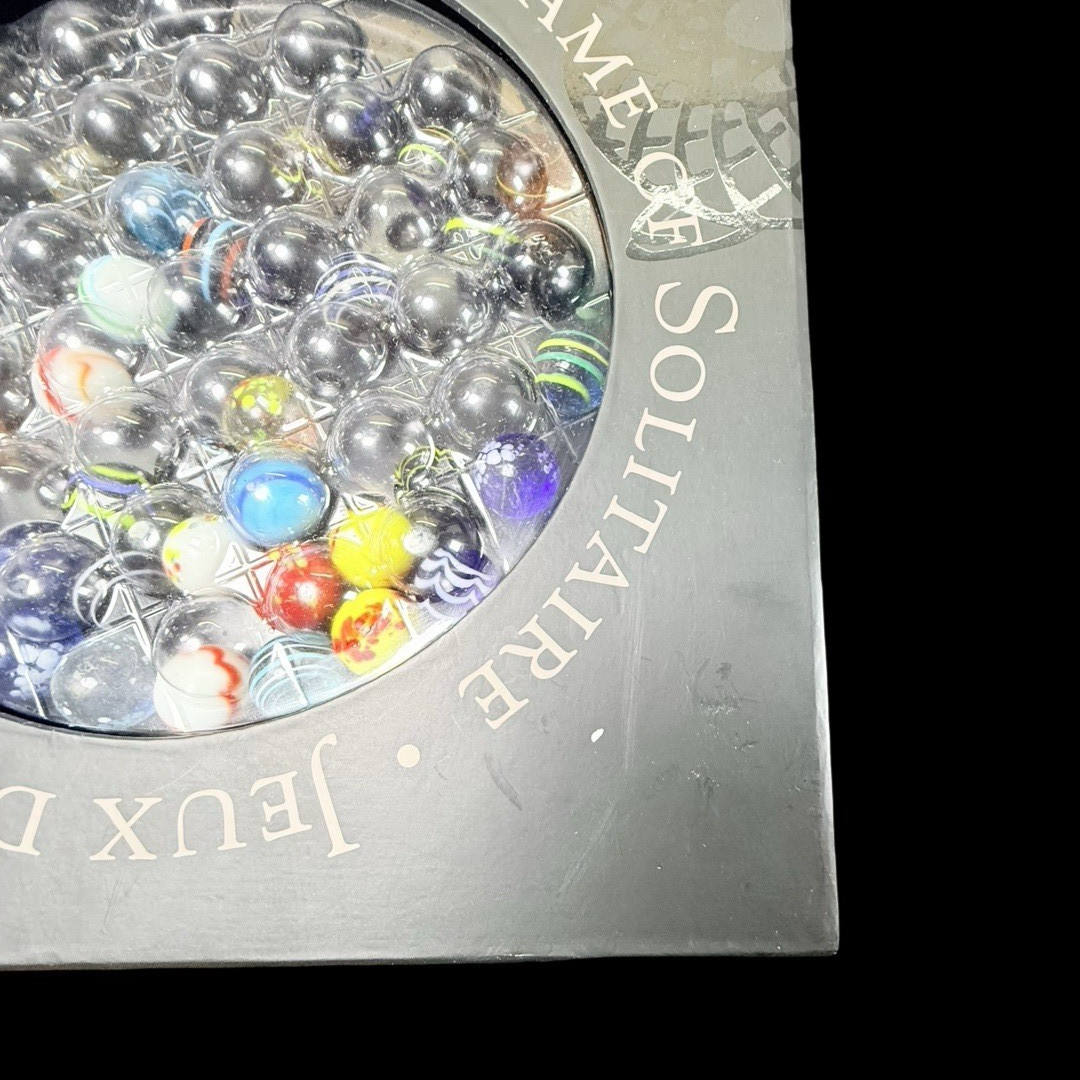 Solitaire Di Venezia Hand Blown Glass Marbles 38 w/Black Wood Base Board