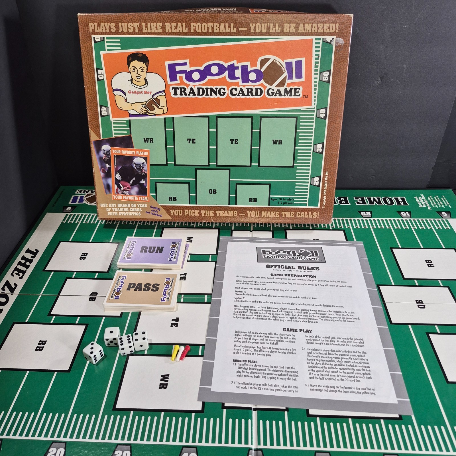 Vintage Football Trading Card Board Game use any Brand Year Cards w/ Statistics