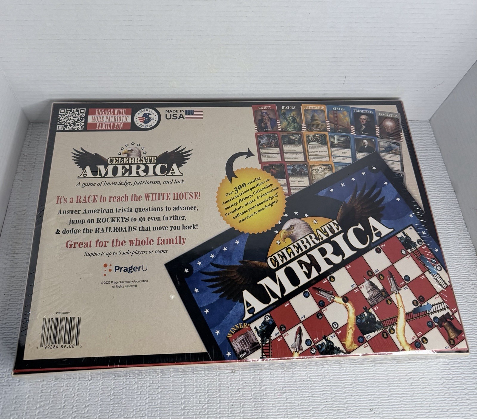 2025 PragerU: Celebrate America – Race to the White House Board Game, USA Trivia