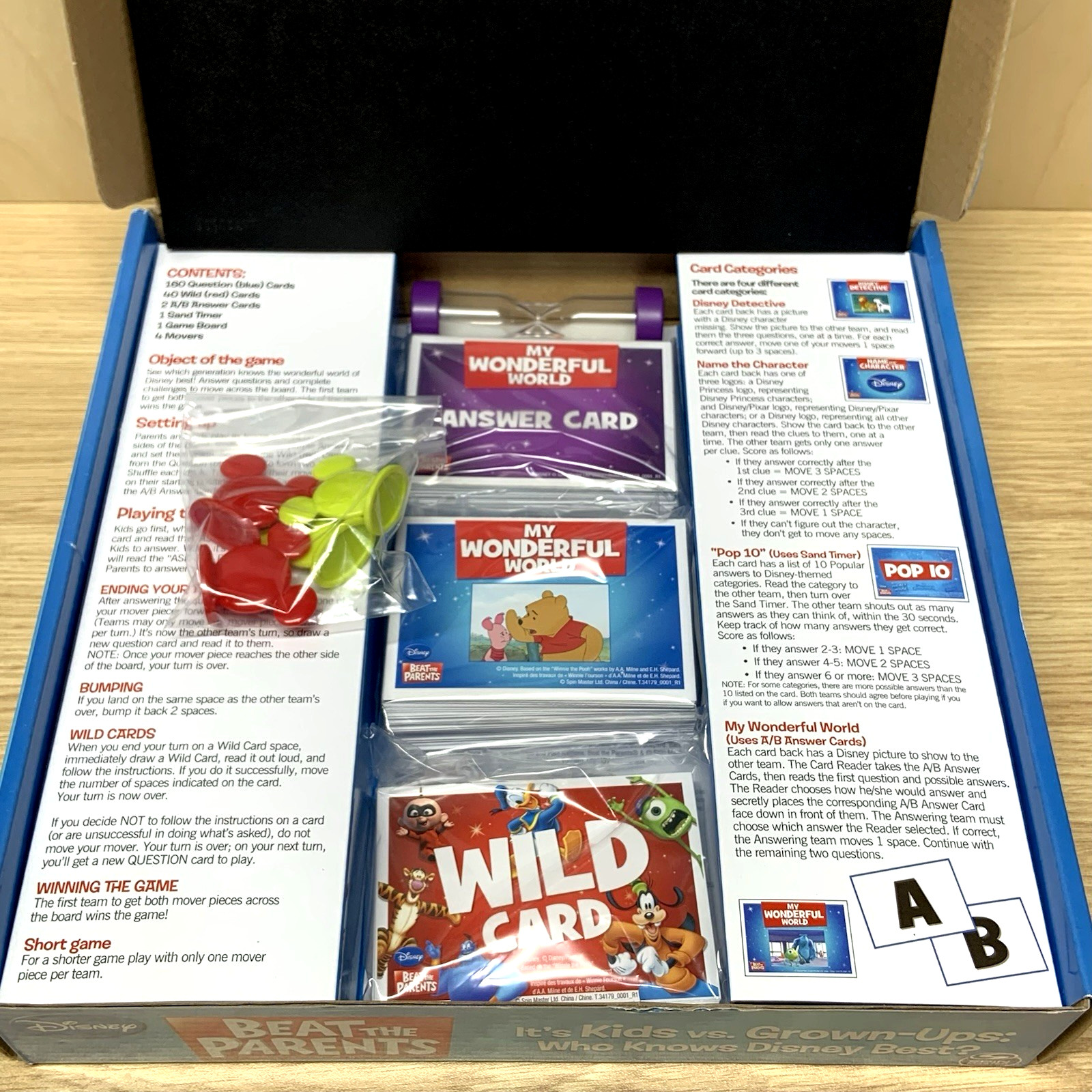 Disney Beat the Parents Board Game – Family Trivia – Kids vs Adults – Complete