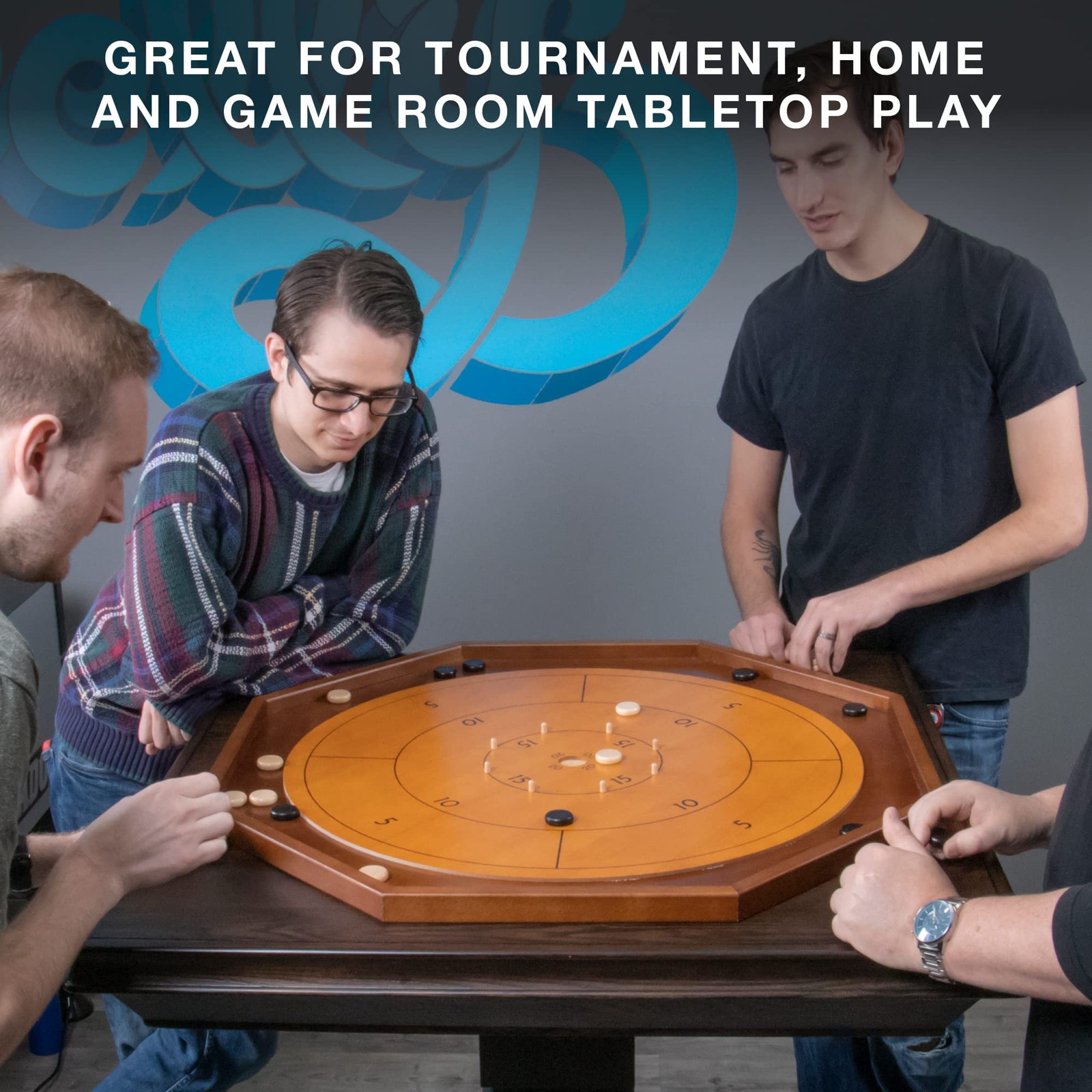 Tournament Crokinole & Checkers | Classic Dexterity Board Game for Two Players |