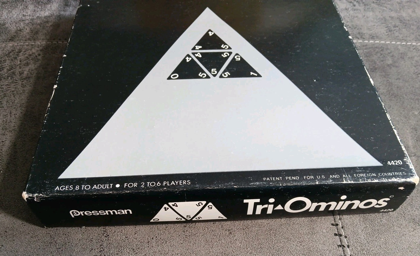 VINTAGE Tri-Ominos THE TRIANGLE GAME – Original Box – Pressman #4420