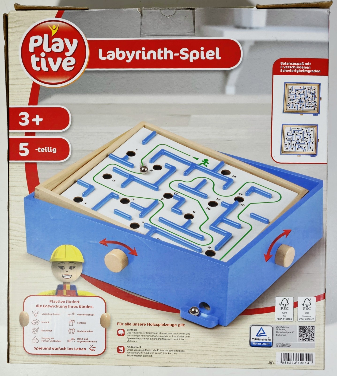 Real Wood Skill Game MAZE Hand Eye Coordination Motor Skills Balance