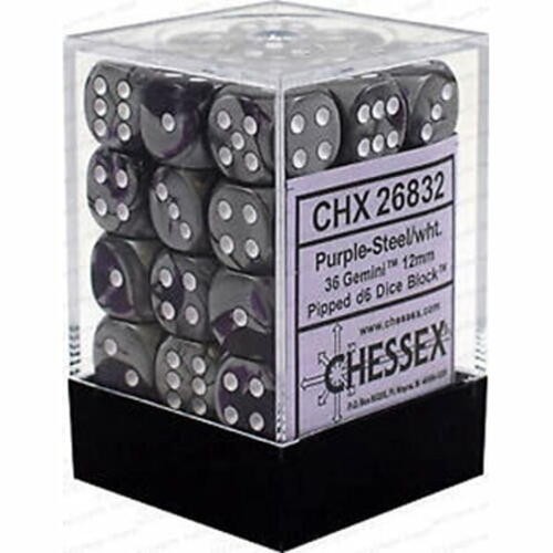 d6Cube12mmGemini#2 PUSTwh – Chessex (Pack of 36)