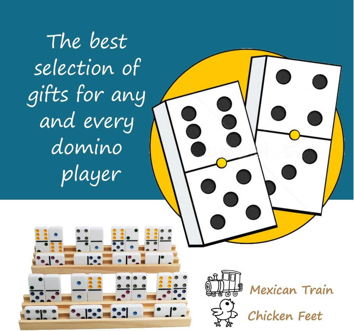 Wooden Domino Racks Set of 8 Premium Domino Trays Holders Organizer for Mexican