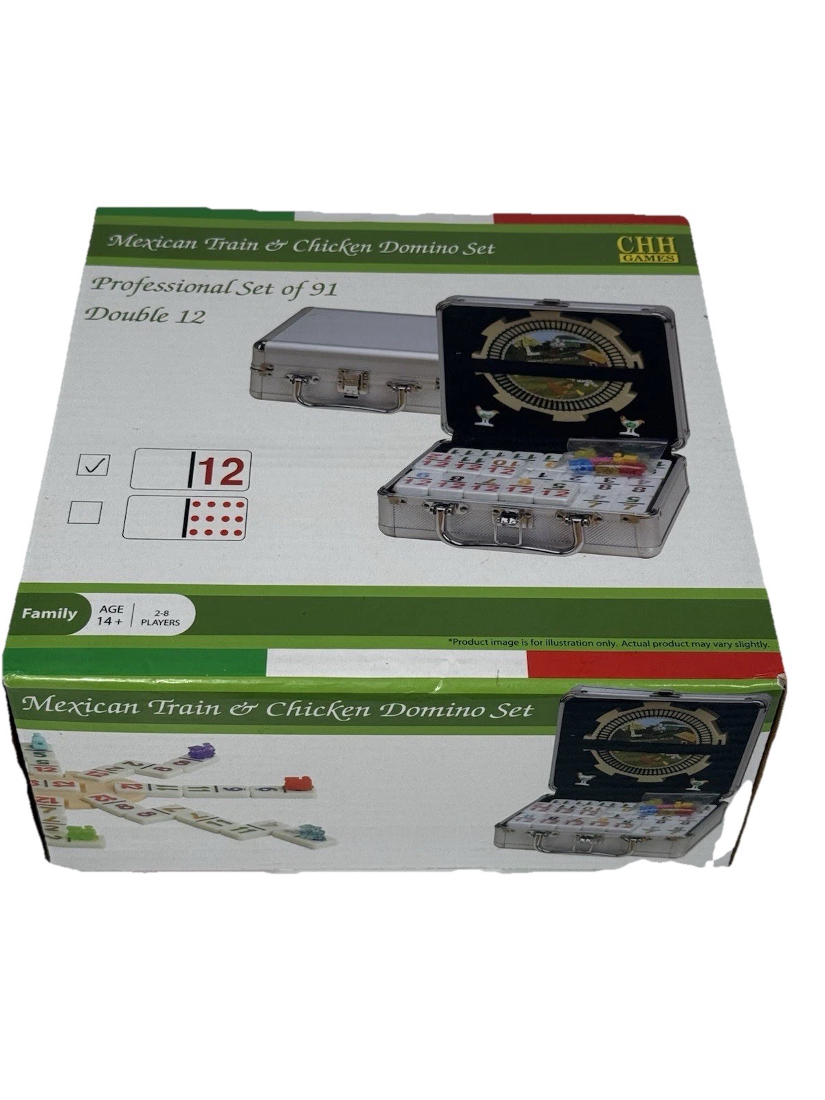 Dominos Double 12 Numeral Tiles 2-in-1 Mexican Train Set Alum Case by CHH New