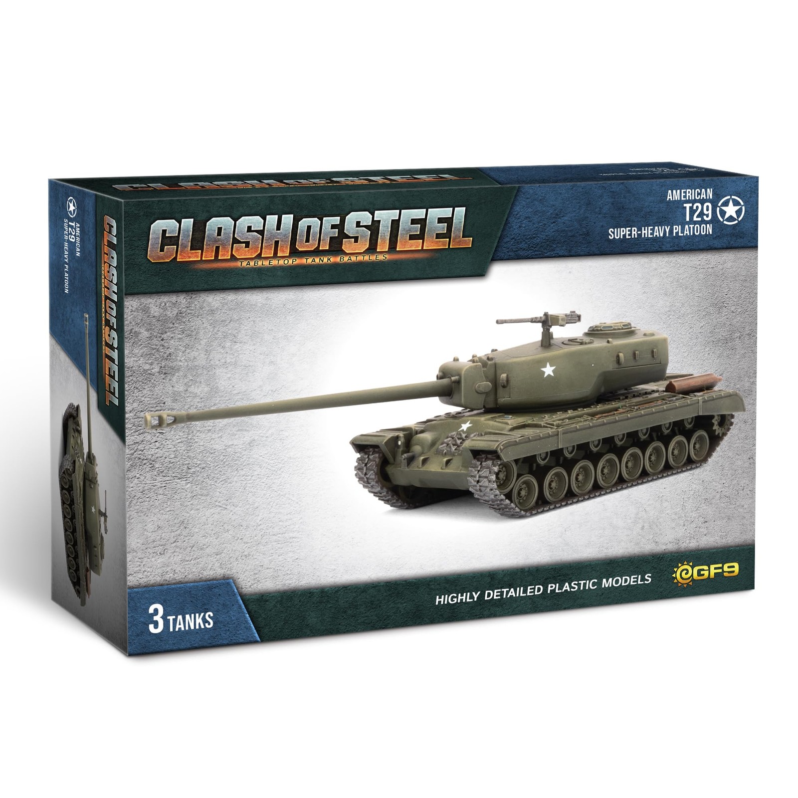 Gale Force Nine – Clash of Steel – T29 Super-Heavy Tank Platoon, Medium, Grey
