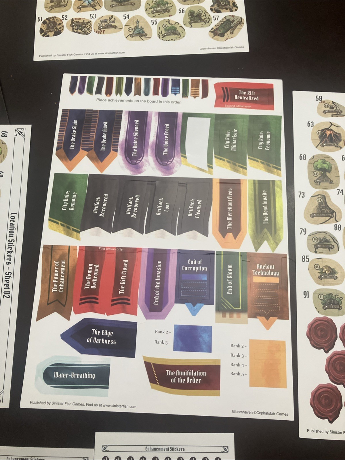 Gloomhaven Officially Licensed Removable Sticker Set Mostly Complete