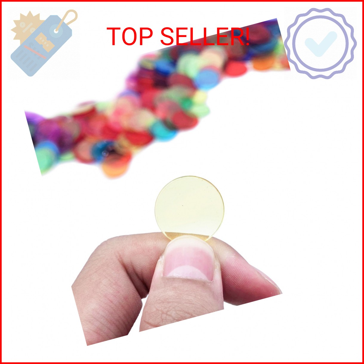 SUTIMSHE 500 Pcs of 3/4 inch Transparent 8 Color Clear Bingo Counting Chips Plas