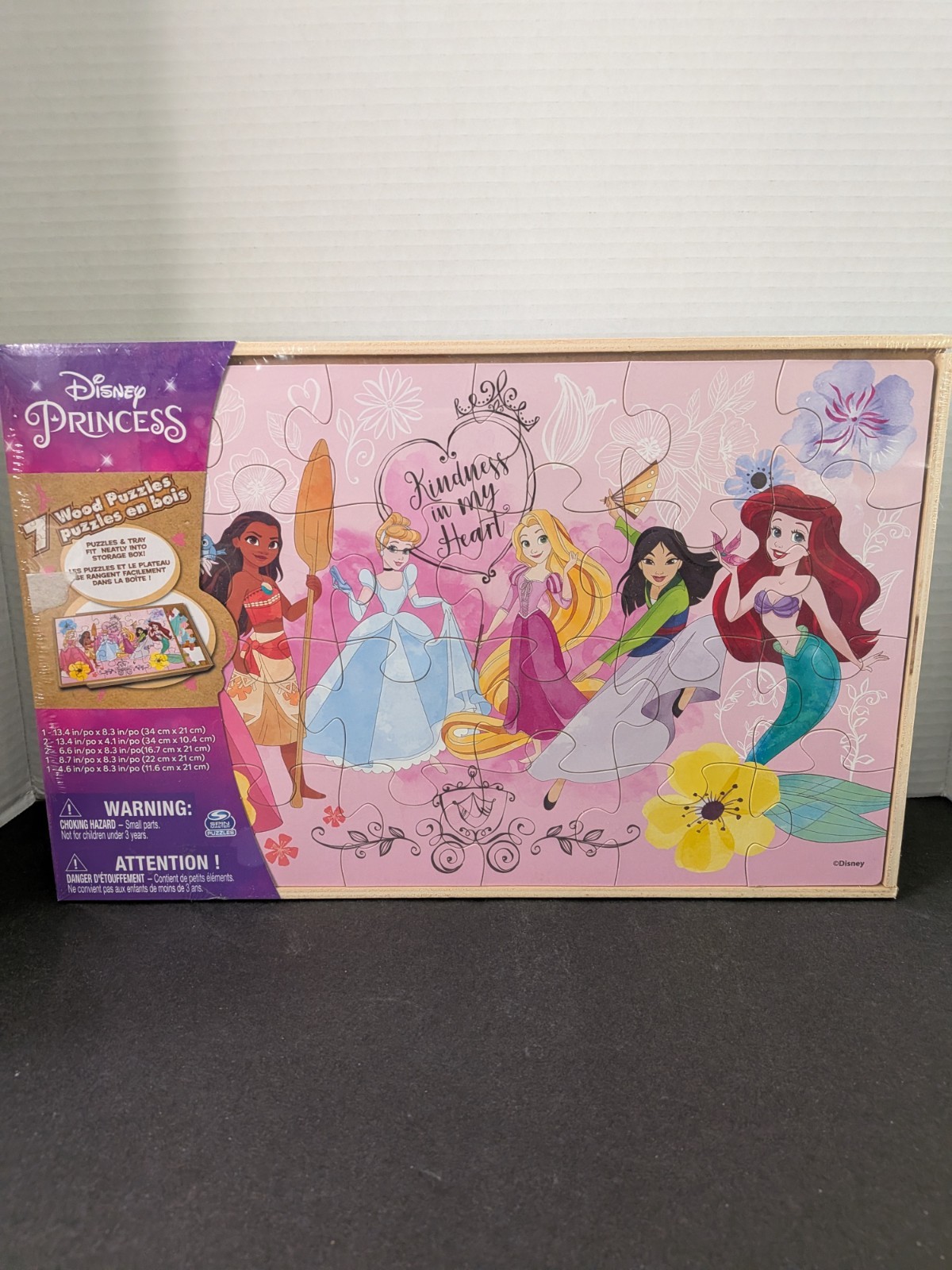 Disney Princess 7 Wood Puzzles Age 3+ Spinmaster Brand New!