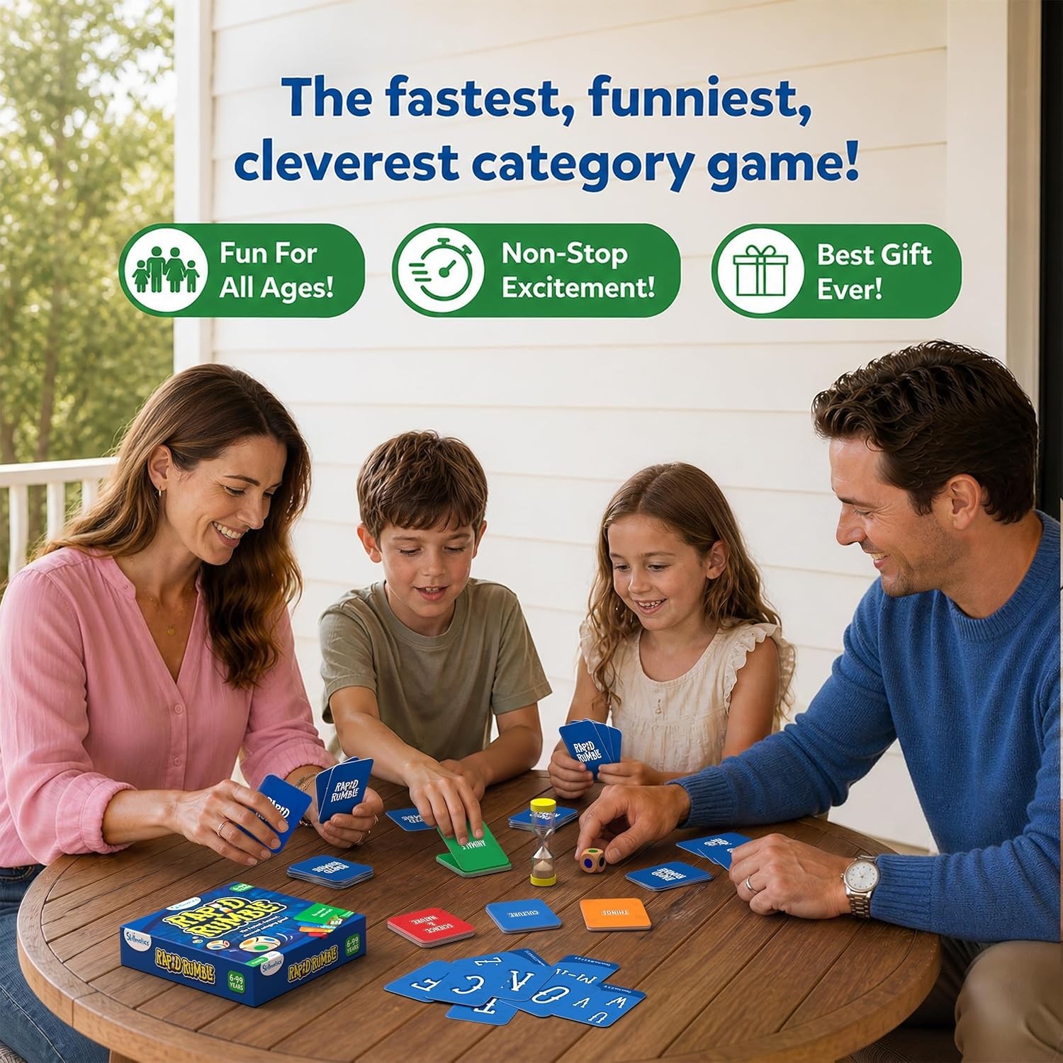 Board Game Fast Paced Family Card Game for Kids Teens Adults Ages 6+ 2-5 Players