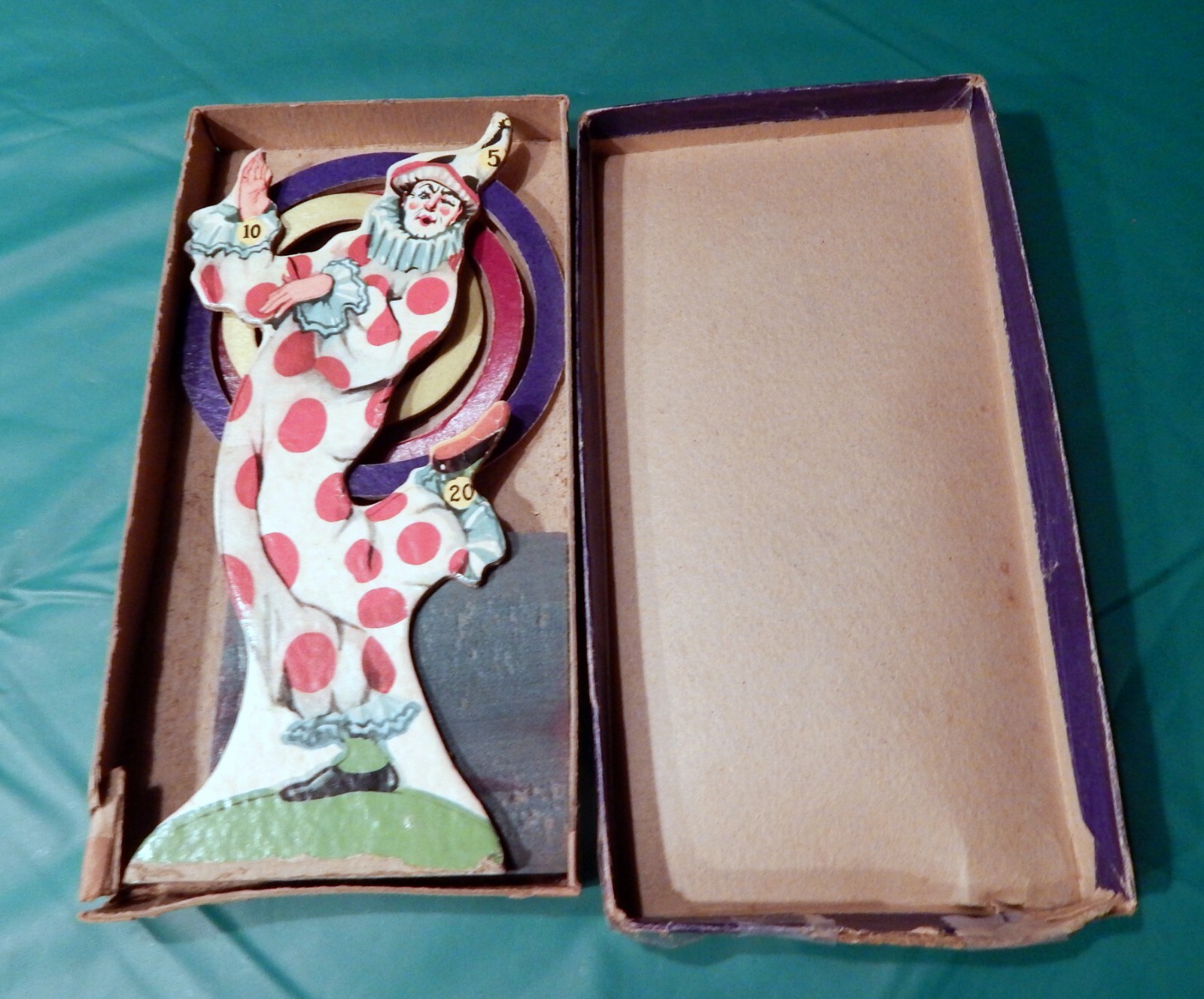 VINTAGE 1930’S CLOWN RING TOSS GAME WITH THE BOX ~ ONE OF A KIND 👀